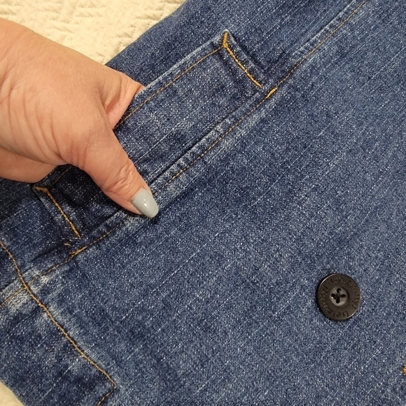 Relativity Double Breasted Denim Blue Jean Jacket 100% cotton Size M - Picture 8 of 15